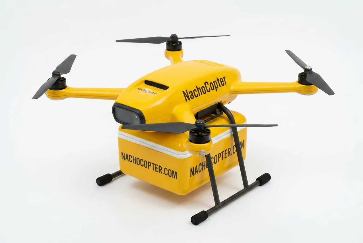 NachoCopter delivery drone, three-quarter product view